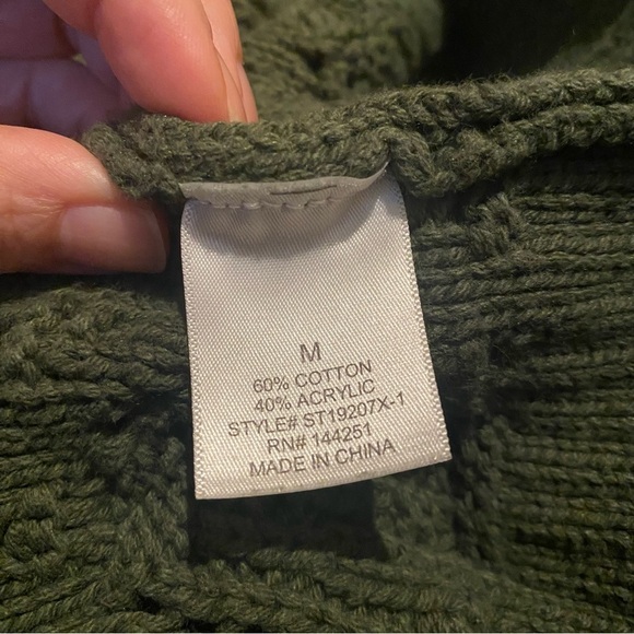 HARPER Francesca’s Women Sage Green Knit Balloon Sleeve Sweater Size Medium - Picture 6 of 7